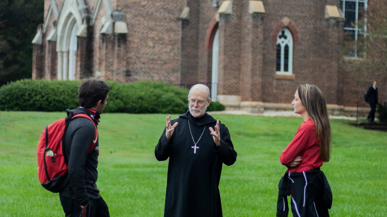 Abbot with Students Abbot with Students