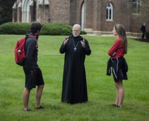 Abbot Placid with Students Abbot Placid with Students
