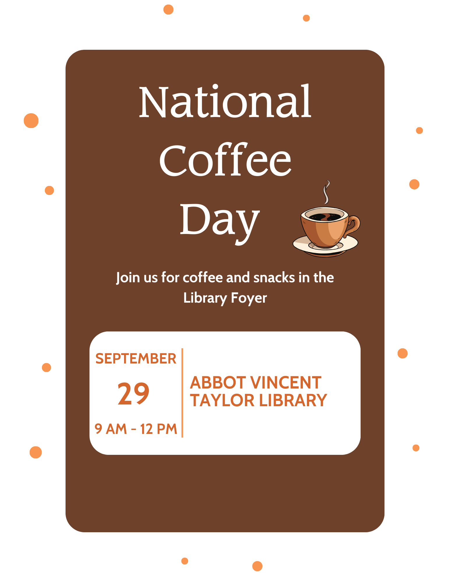 AVT Library National Coffee Day Flyer