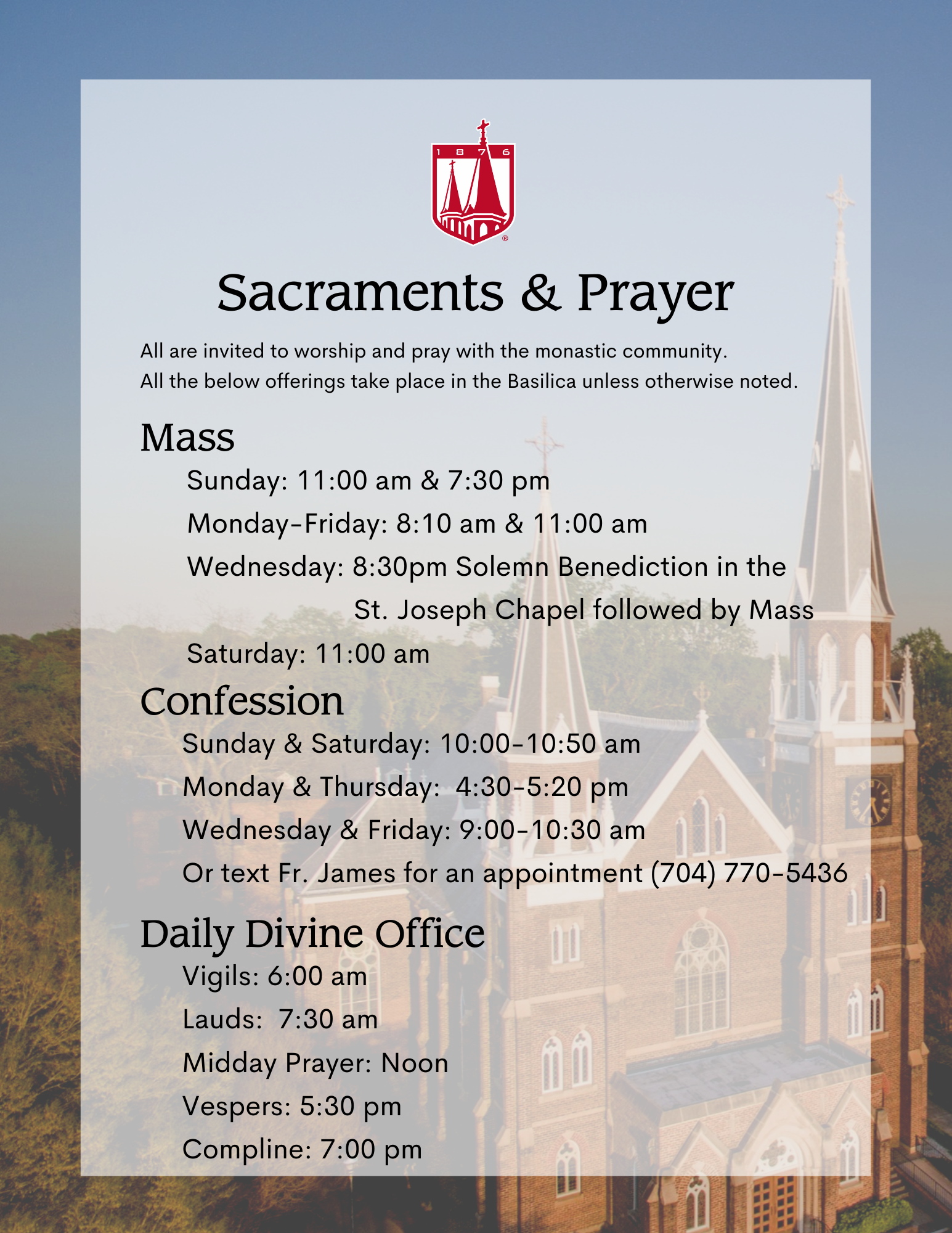 Sacrament & Prayer Schedule Sacrament & Prayer Schedule