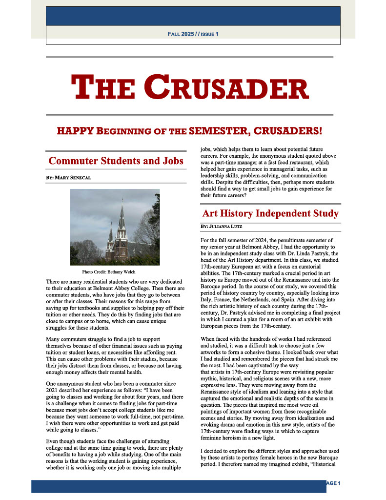The Crusader Newspaper Fall 2025, Issue 1 Belmont Abbey College
