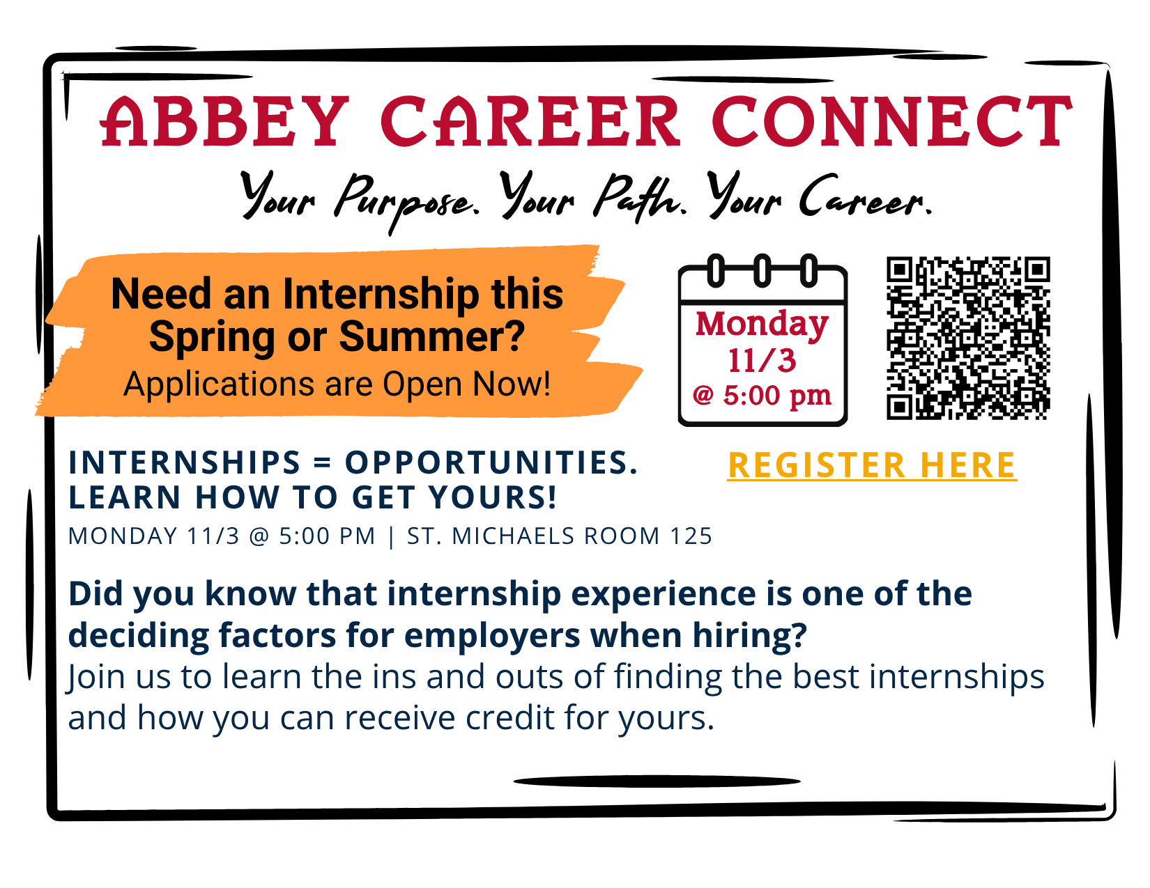 Internship Workshop Flyer Abbey News