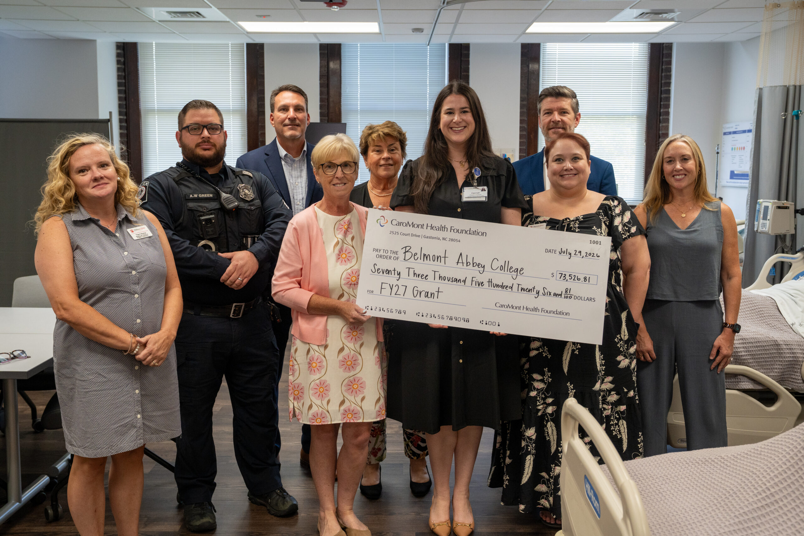 CaroMont Health Foundation Presents Ceremonial Grant Check