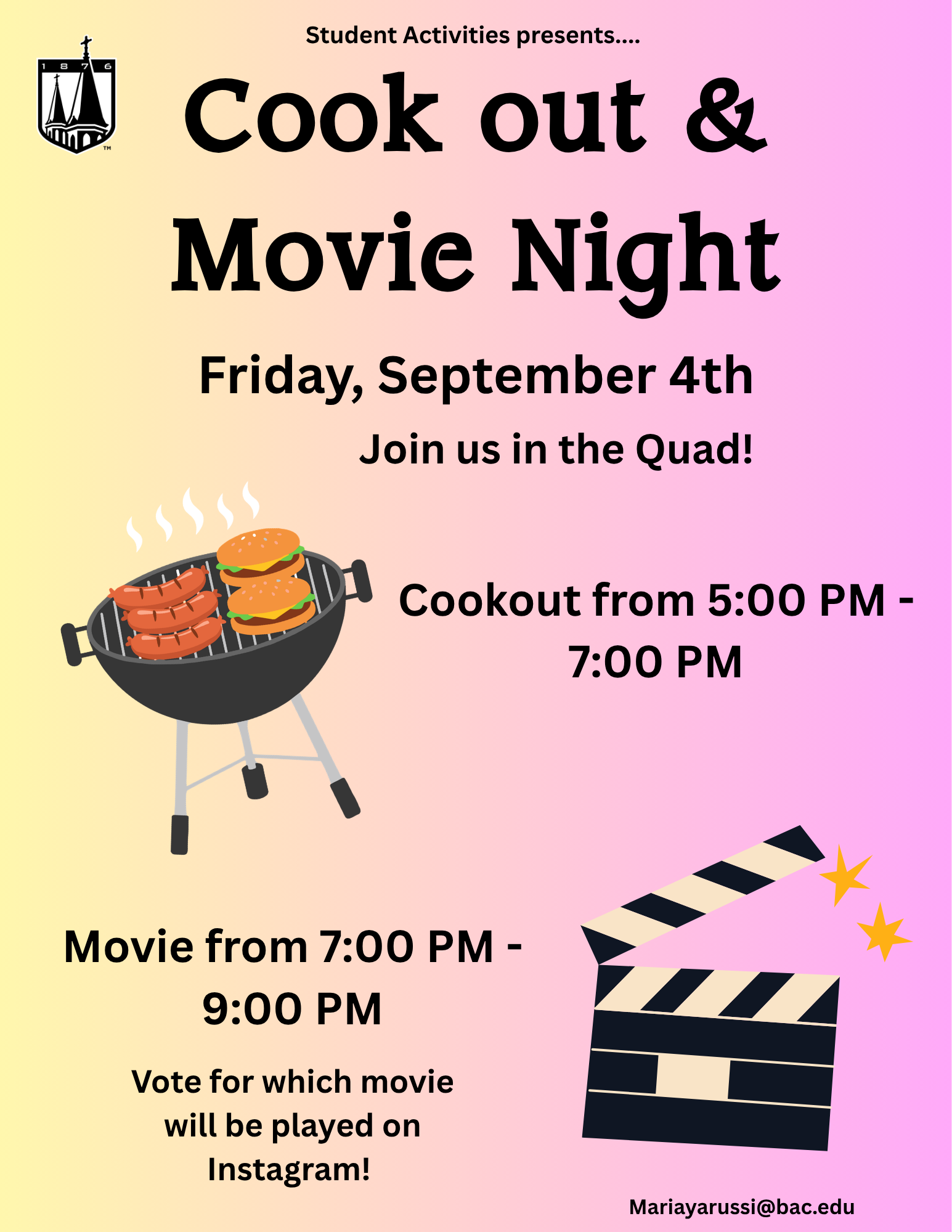 Cookout & Movie Night Flyer