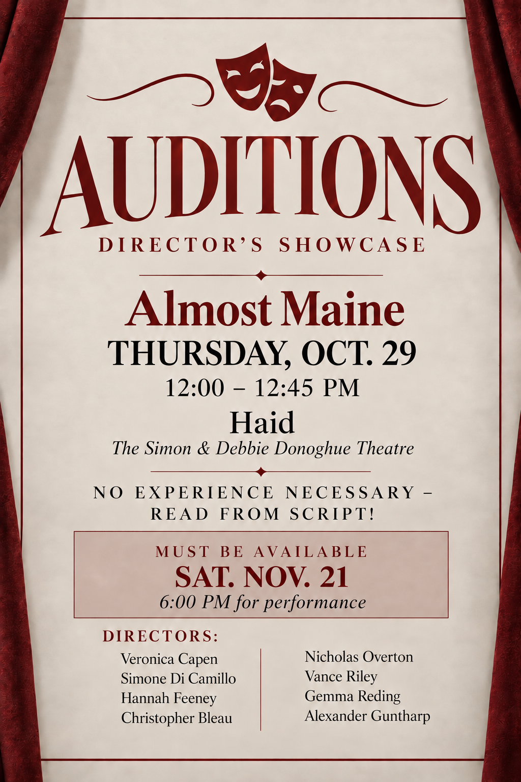 Directors Showcase Auditions